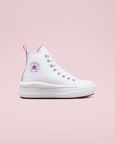 Dívčí Boty Na Platformy Converse Chuck Taylor All Star Move Vysoké Bílé Fialové Bílé | CZ UTRP24